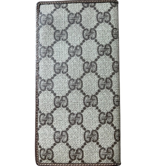 GUCCI Coated Canvas Monogram Checkbook Wallet - Brown - Picture 3 of 9